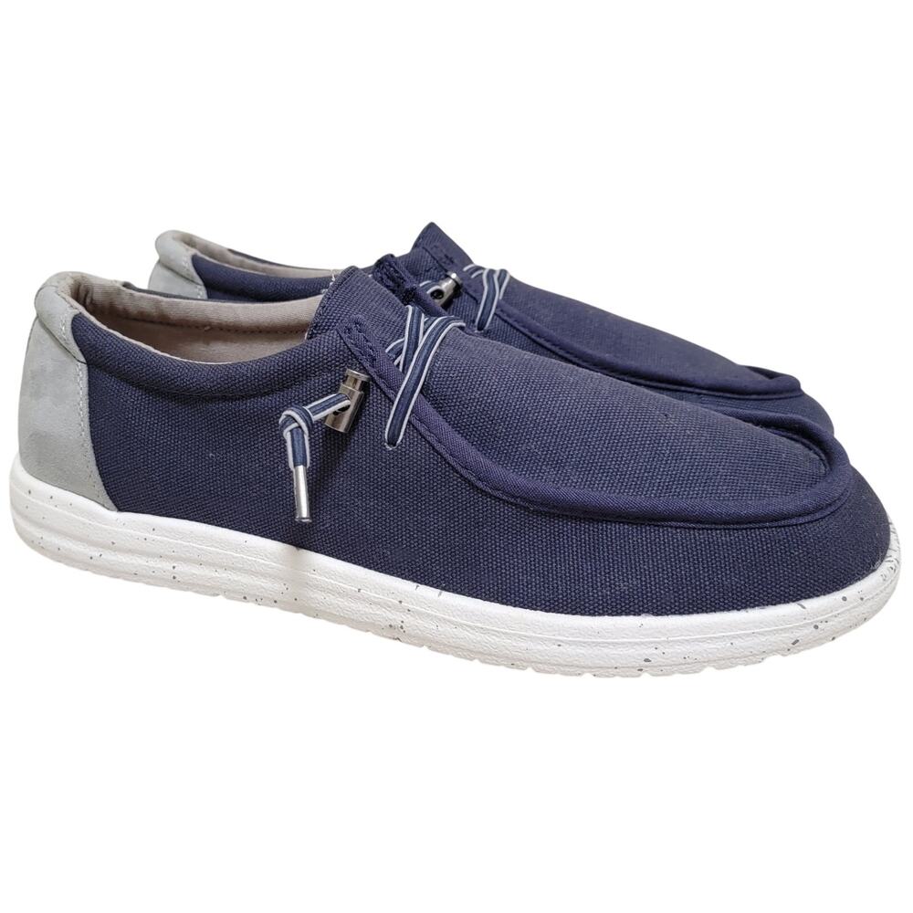 Sun + Stone Men Slip On Boat Shoe Sneakers Brian Size US 7.5M Navy Blue